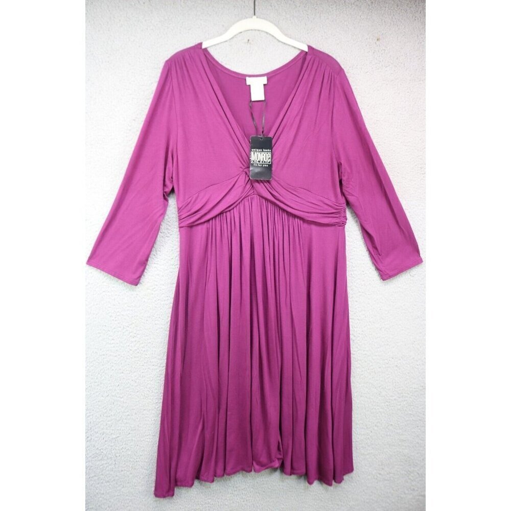 Monroe & Maine Long Sleeve Babydoll Midi Purple Dress-Large-Whimsigoth-NWT
